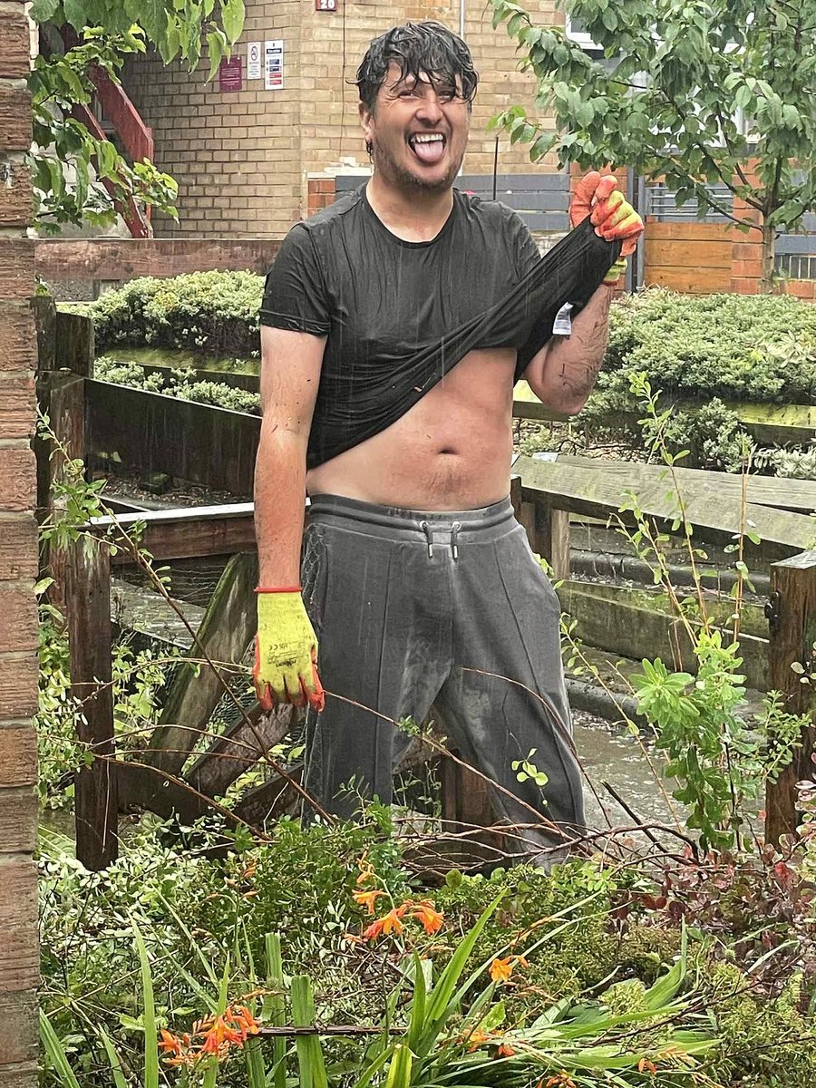 I was in the middle of gardening, and the heavens opened. My boyf and our neighbour were sat watching, and enjoying the view...