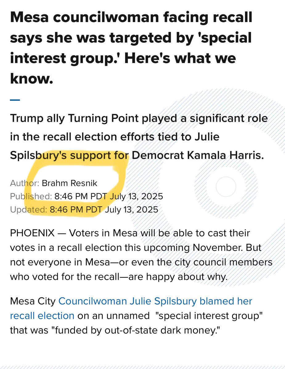 anthonykernAZ's tweet image. “Julie Spilsbury was recalled because she chose to support Kamala Harris for president—as a Republican—in a district that went for President Trump by double digits," Tyler Bowyer @TPAction_
