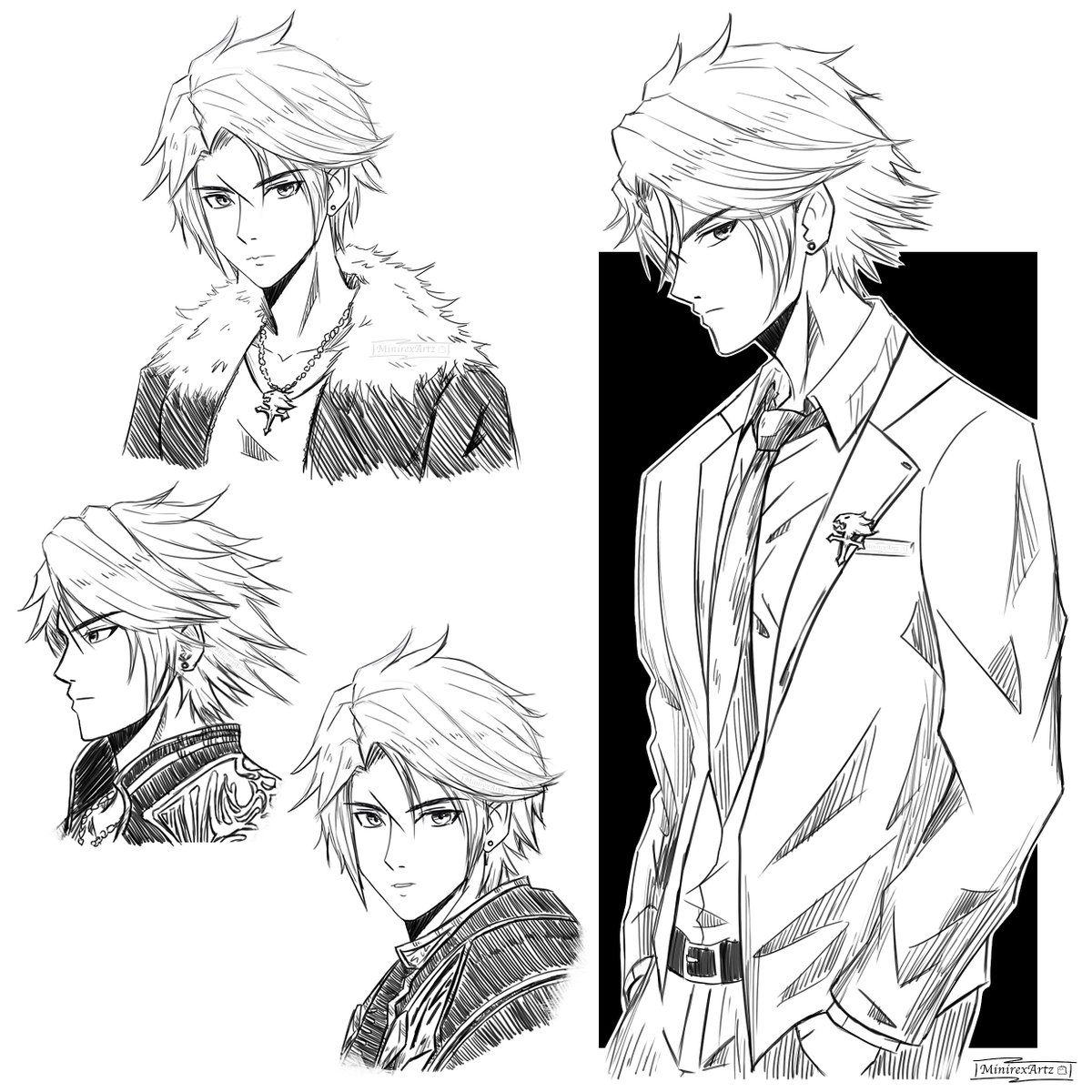 Practice sketches of Squall Leonhart from FF8

#FinalFantasyVIII #fanart