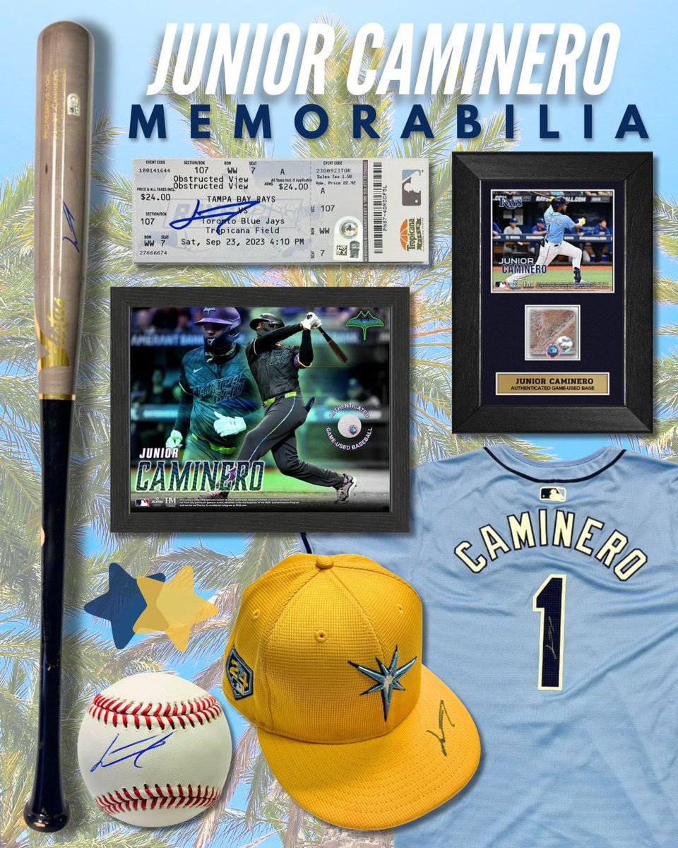 TheBayRepublic's tweet image. Congratulations to Junior Caminero on being named an All-Star! Wishing him best of luck as he participates in the Home Run Derby tonight⭐
Celebrate the moment with exclusive autographed and game-used Caminero memorabilia, available now at The Bay Republic!