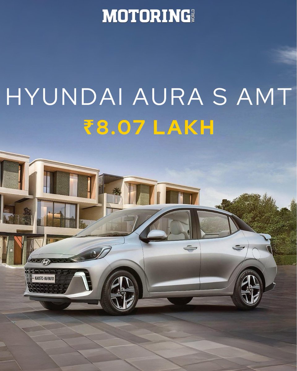 #Hyundai has launched the new #AuraSAMT at ₹8.07 lakh (ex-showroom), making it the most affordable automatic in the lineup. It’s powered by a 1.2L petrol engine and offers features like ESC, hill start assist, 6 airbags, LED DRLs, a tyre pressure monitoring system, and more.