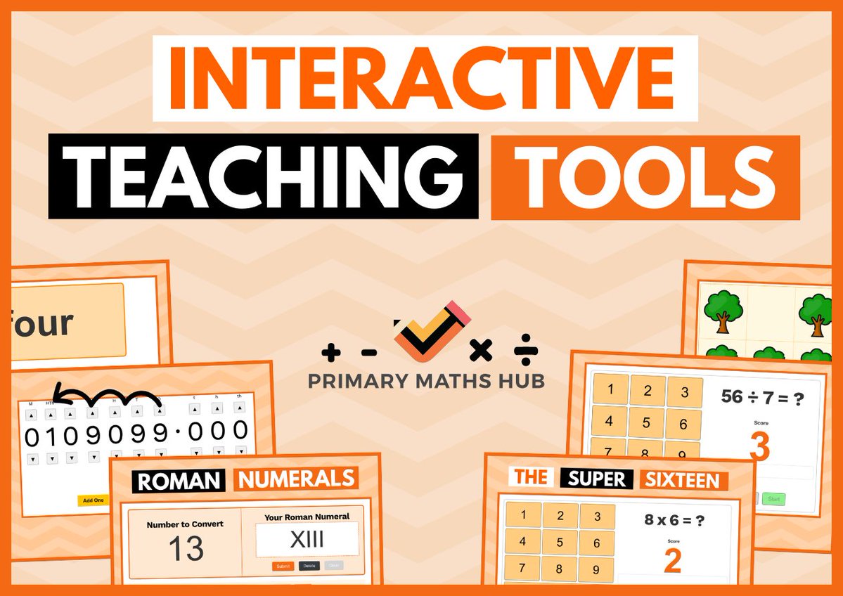 PrimaryMathsHub's tweet image. 🧡 Primary Maths Hub 🧡 has a library of free, interactive teaching tools
🖥 Perfect for use on interactive whiteboard for daily use.
🧡 Free for everyone, no sign up required.
🧠 Counting, Times Tables, Place Value and more.
Where? 📍🌏 primarymathshub.com/teachingtools/
#primarymaths