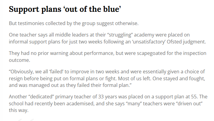 Horror stories of support plans back in the news. NASUWT’s survey suggests staff with a disability are more than twice as likely to be threatened with a support plan or put on one.

Meanwhile, black teachers are almost three times as likely as white staff to be threatened with