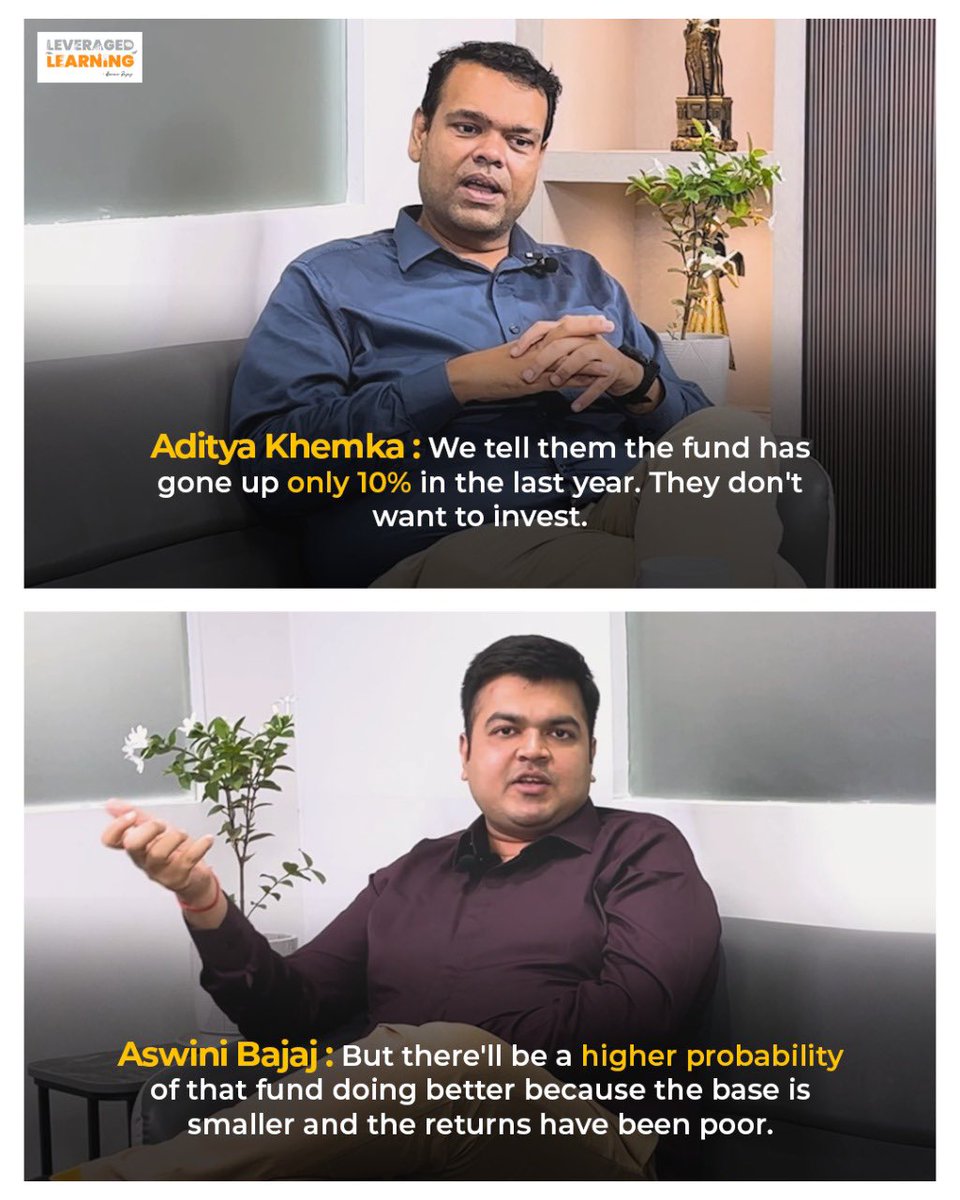 Leveragedlearn's tweet image. We chase falling stocks but avoid low-return funds.
Why? Investment Psychology.
A poor-performing fund may actually have better potential, because the base is low.
Don’t let short-term performance cloud long-term vision.
#Investment #Money #FinanceTips #AswiniBajaj