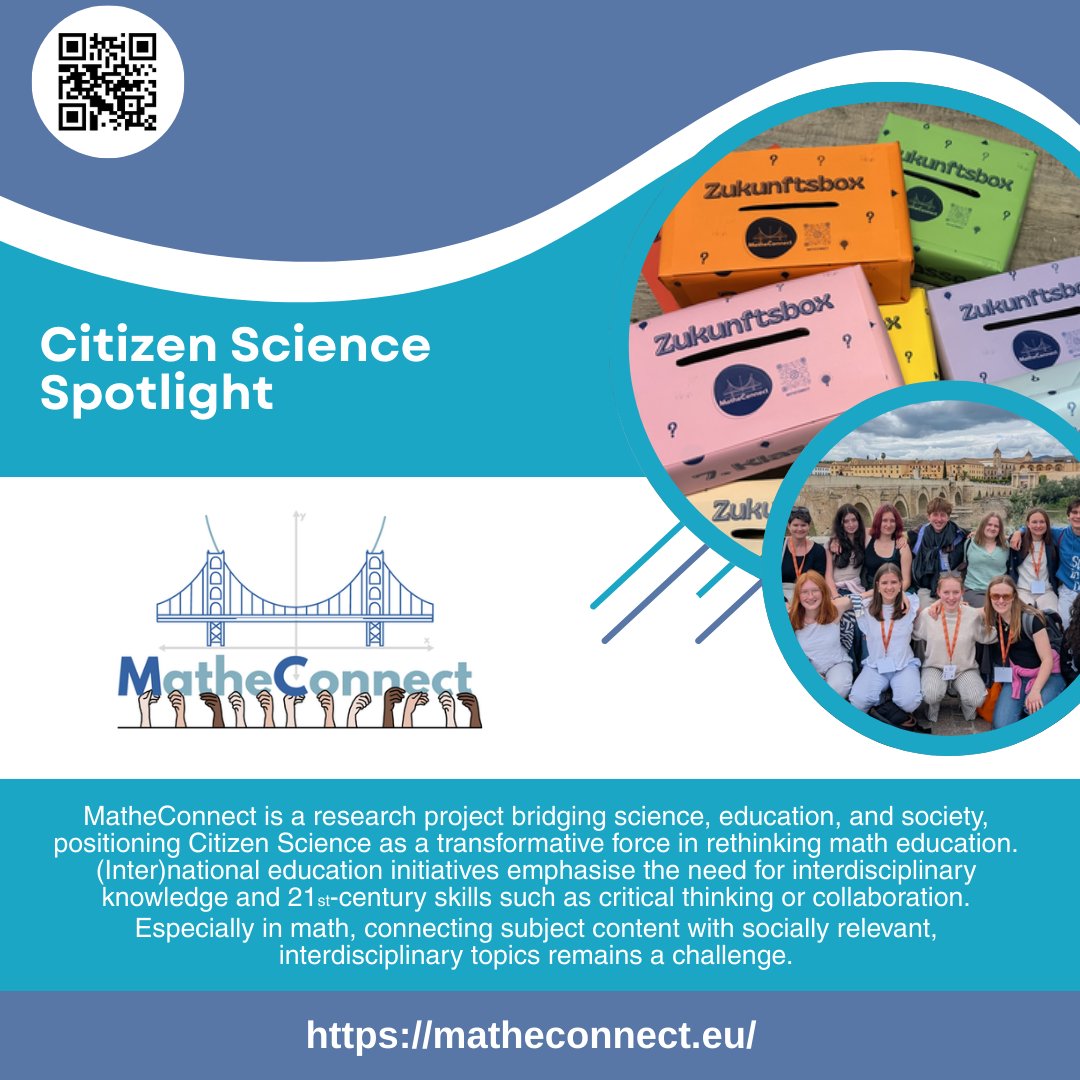 impetus4cs's tweet image. #CitizenScience Spotlight
MatheConnect is reimagining #maths #education by bridging science, society & learning—using citizen science as a transformative tool. 🌍➕📚
MatheConnect received an honorary mention at the 2025 #EUPrize for #CitSci! 🎉
🔗 matheconnect.eu