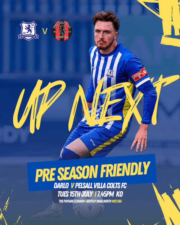 Darlaston welcome Pelsall Villa Colts to The Paycare Stadium tomorrow evening
darlastontown1874fc.com/news/darlaston…