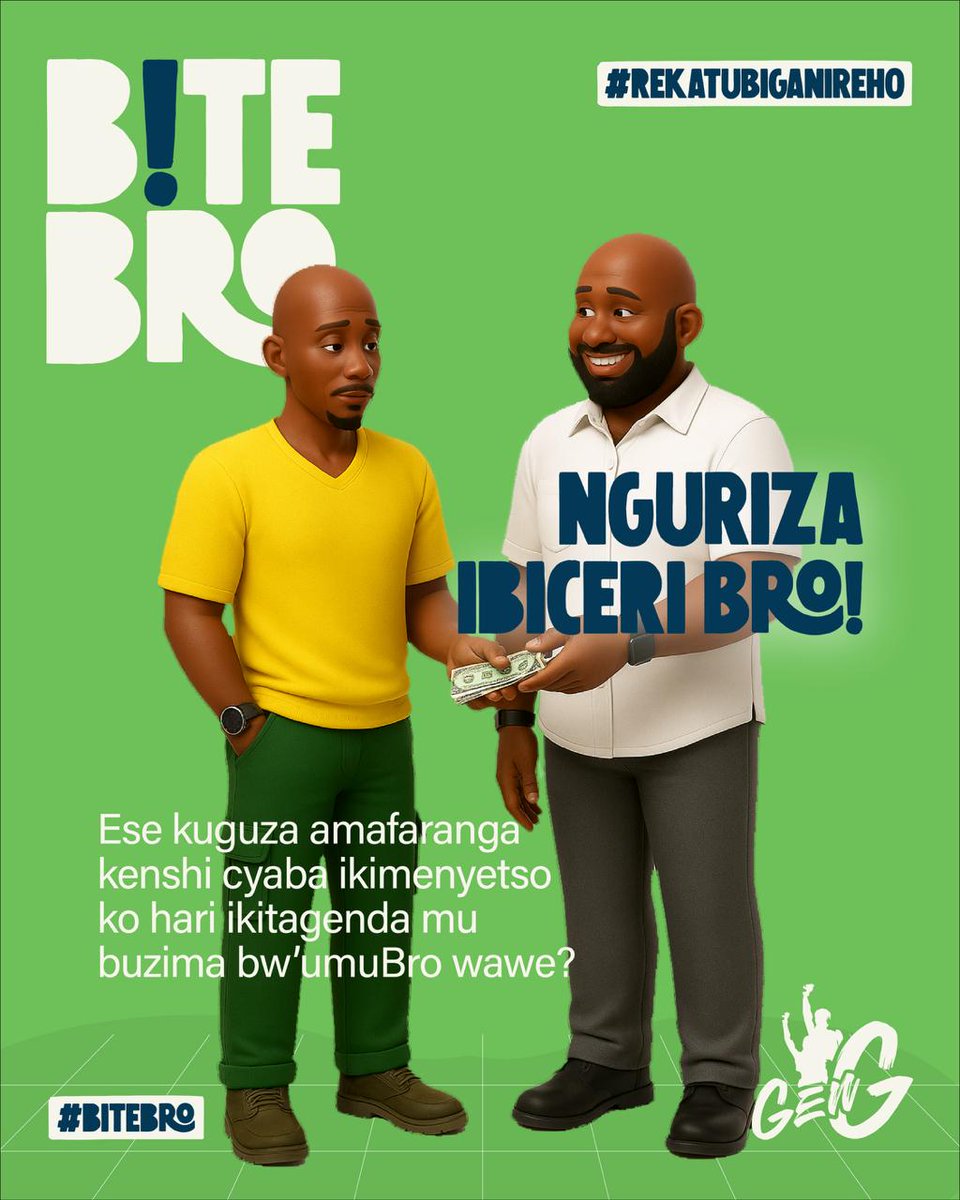 GenGRwanda's tweet image. Reka tubiganireho!
Ese kuguza amafaranga kenshi cyaba ikimenyetso ko hari ikitagenda mu buzima bw’umuBro wawe?
Tubwire muri comment ukoreshe #BiteBro #NanjyeNdiUmuBro #RekaTubiganireho