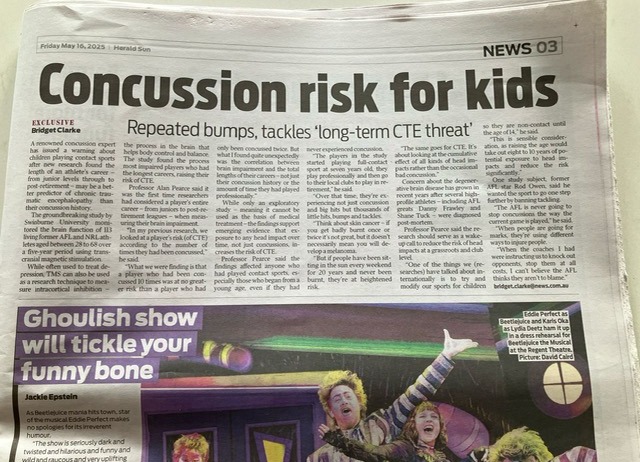 Another powerful headline - this time from the <a href="/theheraldsun/">Herald Sun</a> in Australia, highlighting the growing global awareness around CTE and its devastating long-term effects, especially on young athletes.

Thank you <a href="/bridgetclarke25/">Bridget Clarke</a> for the coverage.