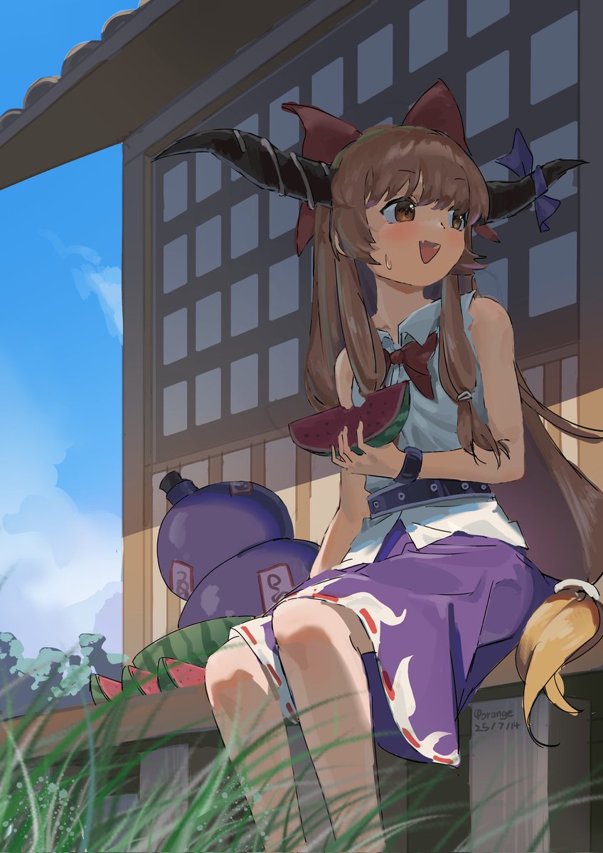 BigYorange's tweet image. #東方Project #東方イラスト #伊吹萃香 #TouhouProject #Fanart #illustration