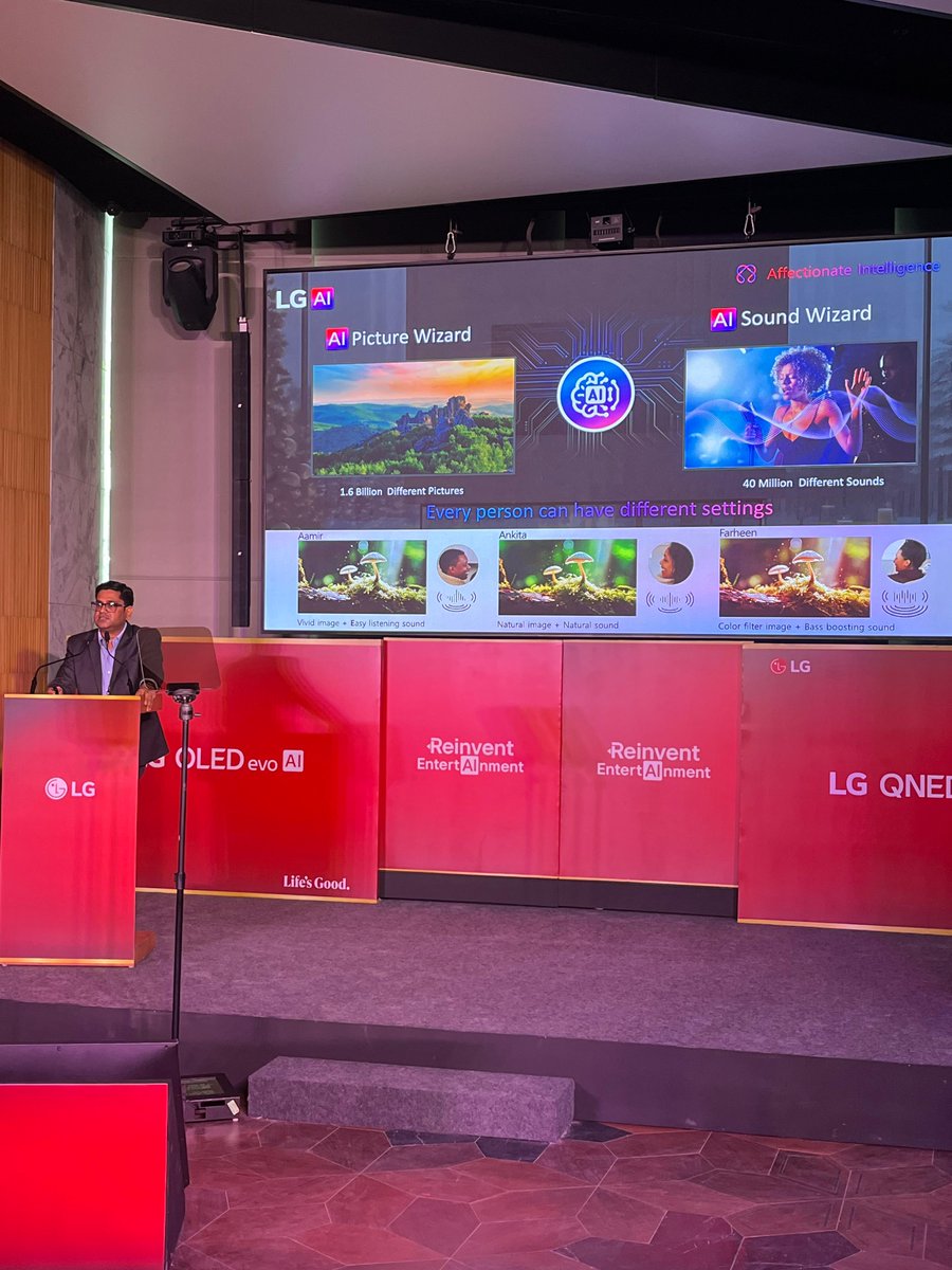 LGIndia's tweet photo. AI Picture Wizard & AI Sound Wizard personalizes your screen and sound using over 1.6 billion settings!
@AbhiralLG
#LGNextGenAITV #ReinventEntertAInment #AffectionateIntelligence https://t.co/8sK57DSULt