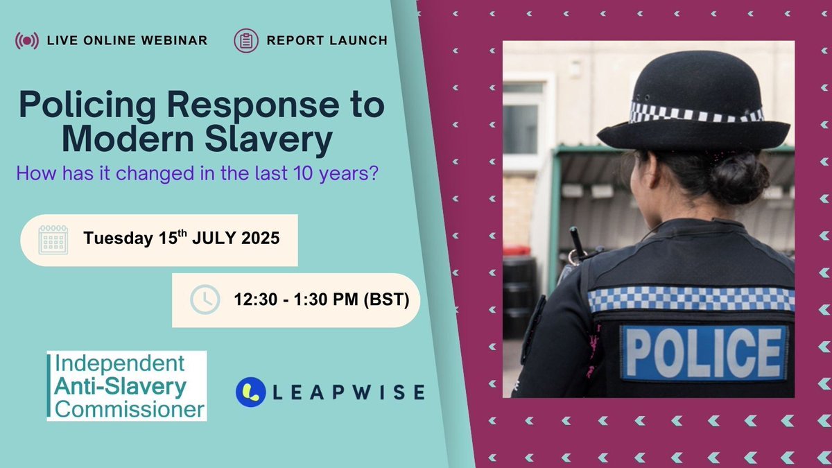 UKAntiSlavery's tweet image. "I don't think I can face going through the process again. I just want to rebuild my life." - a Modern slavery survivor.
What do statements like this say about the policing response to modern slavery? Register now to hear the findings of my report: events.teams.microsoft.com/event/ecf6509f……