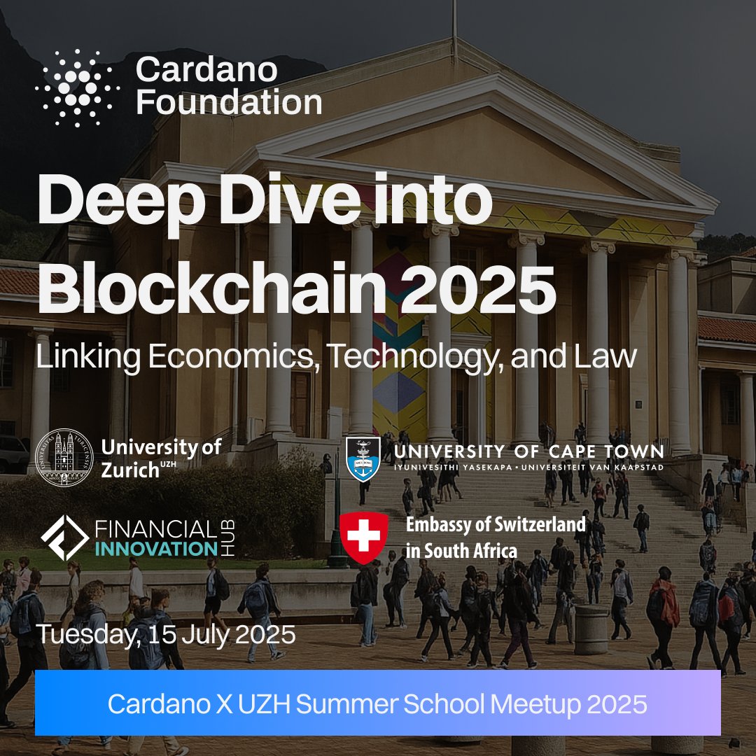 Join us tomorrow in Zurich or Cape Town for the Cardano x UZH Summer School Meetup—now featuring a keynote by our CTO <a href="/giozzi/">Giorgio Zinetti</a>! 🗣️

Blockchain insights, global connection, and community exchanges.

Register now: 
Zurich: lu.ma/7o4pwsyy
Cape Town: lu.ma/uzd8pk6a