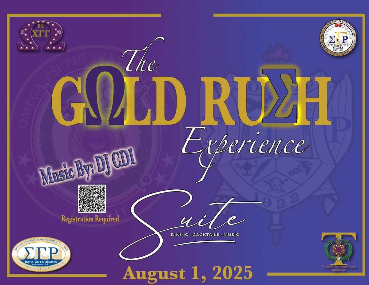 ✨The Gold Rush Experience✨
📅 August 1 | Hosted by Eta Sigma, Iota Zeta Sigma &amp; Omega Psi Phi!
🚨Register now: thegoldrushexperience.eventbrite.com

#SGRHO1922 #ATLPoodles #opp1911 #ExperienceTau #EliteoftheElite