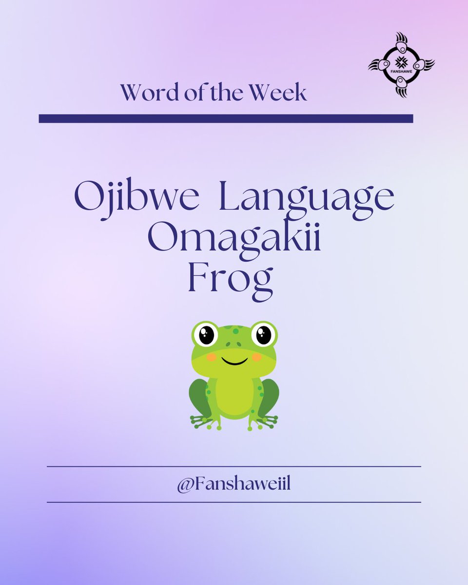 🌿 Weekly Indigenous Word Series – Week 2 🌿
This week’s word comes from the Ojibwe language:

🟢 Omagakii — frog 🐸

Let’s continue learning and celebrating Indigenous languages, one word at a time.
Miigwech (thank you) for joining us on this journey!