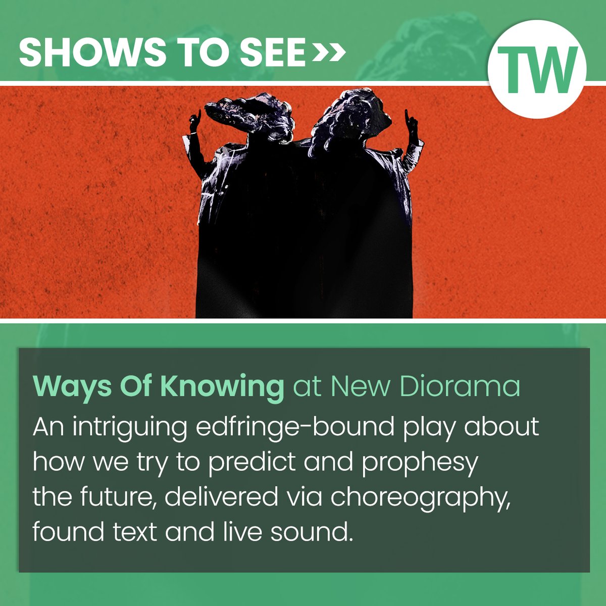 ThreeWeeks Edinburgh (@threeweeks) on Twitter photo Among our recommended shows to see in London this week: 'Ways Of Knowing' at New Diorama Theatre from 16-17 Jul.
Get more show tips here: bit.ly/3U8LVSf
<a href="/newdiorama/">New Diorama Theatre</a> Among our recommended shows to see in London this week: 'Ways Of Knowing' at New Diorama Theatre from 16-17 Jul.
Get more show tips here: bit.ly/3U8LVSf
<a href="/newdiorama/">New Diorama Theatre</a>