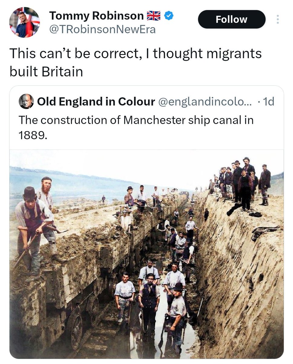 theInfraPM's tweet image. Tommy Robinson:
"You're only a migrant if you ain't white"
🙄
