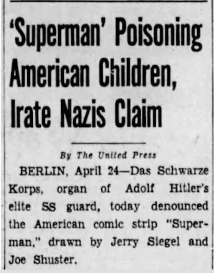 FromageDuTrump's tweet image. Do you want to know who else complained about Superman being &quot;woke&quot;?

Fucking Nazis, that&apos;s who!

It&apos;s just another case of the MAGA cult emulating the Nazis. 

(New thread.)