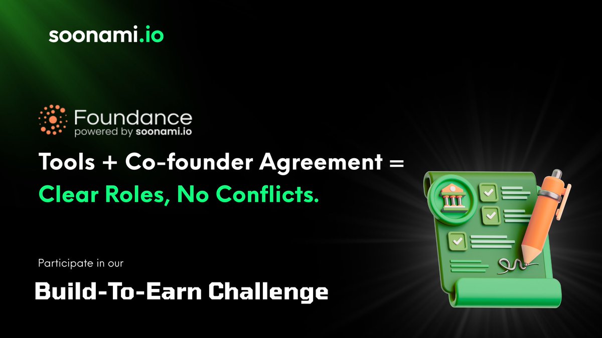 soonami.io (@soonami_io) on Twitter photo π‘ Starting a startup? Donβt leave roles or equity allocation unclear. Set them from day one! β‘οΈ
<a href="/FoundanceDAO/">Foundance (π,π€)</a> helps you assign work, set token splits, and build your DAO structure easily π οΈπ
Use Foundance co-founder agreement and tools to keep everyone accountable and on the π‘ Starting a startup? Donβt leave roles or equity allocation unclear. Set them from day one! β‘οΈ
<a href="/FoundanceDAO/">Foundance (π,π€)</a> helps you assign work, set token splits, and build your DAO structure easily π οΈπ
Use Foundance co-founder agreement and tools to keep everyone accountable and on the