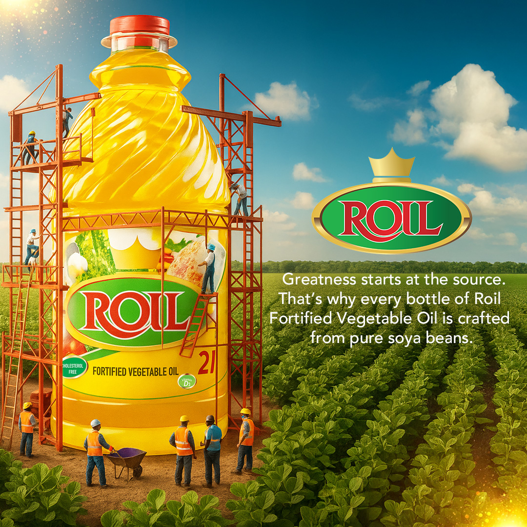 At Roil, we believe greatness starts at the source. That’s why every bottle of Roil Fortified Vegetable Oil is crafted from pure soya beans. Choose the quality cooking oil always.

#roilcookingoil