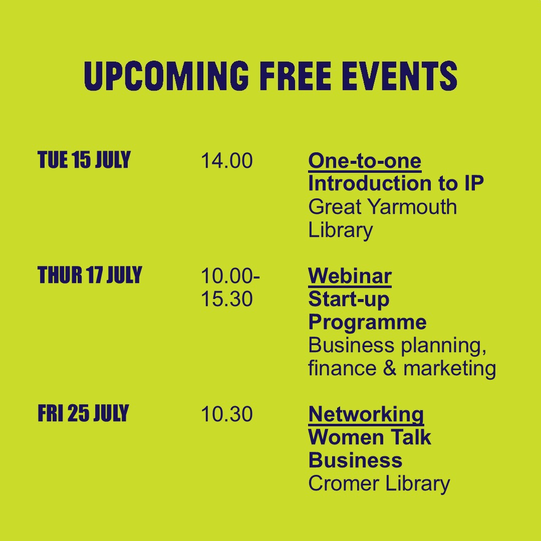 Free one-to-ones, workshops, webinars and networking events to help you start, run and grow a business in Norfolk.

Find out more and book at bipcnorfolk.eventbrite.com