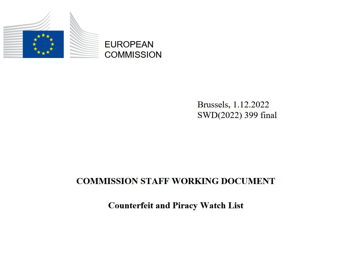 спасибо Еврокомиссии за достаточно подробный лист пиратских сайтов с работающими ссылками в докладе Counterfeit and Piracy Watch List, ваш вклад в победу свободного доступа к знанию неоспорим