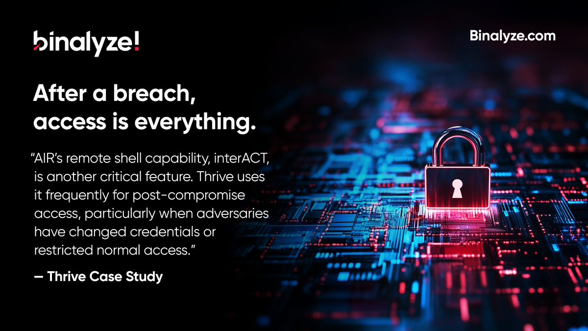 binalyze's tweet image. 🔐 Thrive calls interACT an essential tool — and they’re not alone. interACT gives analysts the access they need — instantly, securely, and at scale. 🎥 Watch interACT in action 👉 app.storylane.io/share/lq4cffhl…

#IncidentResponse #BinalyzeAIR #SOCtools #DFIR #ThreatInvestigation