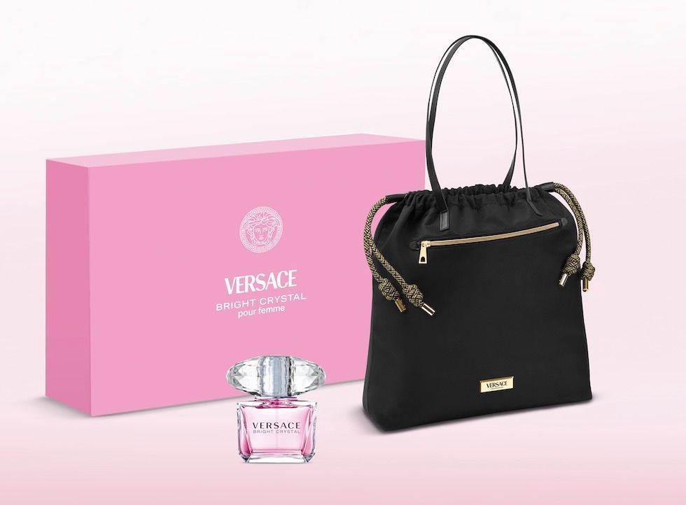 Here's the Versace Bright Crystal set with the collector women's bag gift-with-purchase. It's just arrived at Shoppers instore &amp; online. It even comes in a beautiful Versace gift box. (it's priced at $152) #scentlodge