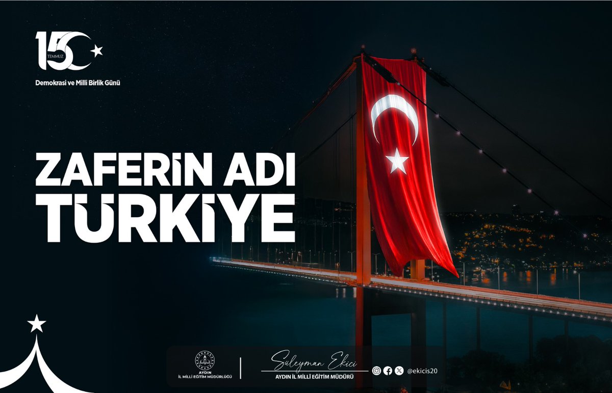 🇹🇷 Millet iradesinin üstünde hiçbir güç yoktur!

🇹🇷 15 Temmuz gecesi, bayrağımıza uzanan elleri durduran;
tanklara karşı göğsünü siper eden o büyük millet "Türk Milleti"dir!

🇹🇷 Bu topraklarda ihanetin karşısında dimdik duran her yüreğe minnetle...

#ZaferinAdıTürkiye🇹🇷
#15Temmuz