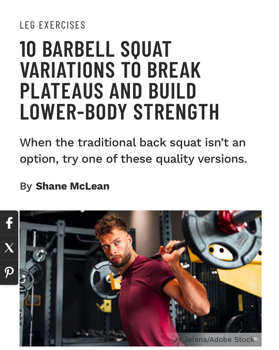muscle_fitness's tweet photo. 10 BARBELL SQUAT VARIATIONS TO BREAK PLATEAUS AND BUILD LOWER-BODY STRENGTH
When the traditional back squat isn’t an option, try one of these quality versions.
By Shane McLean
@outbackperformances
Read Article
https://t.co/tIxBZUhauY
#bodypartworkouts #bodybuildingtips #buildmuscle #buildpower #buildstrength #legs #legsexercises #legsworkouts #lowerbodyexercises #lowerbodyworkouts #trainingmethods #trainingtips #muscleandfitness