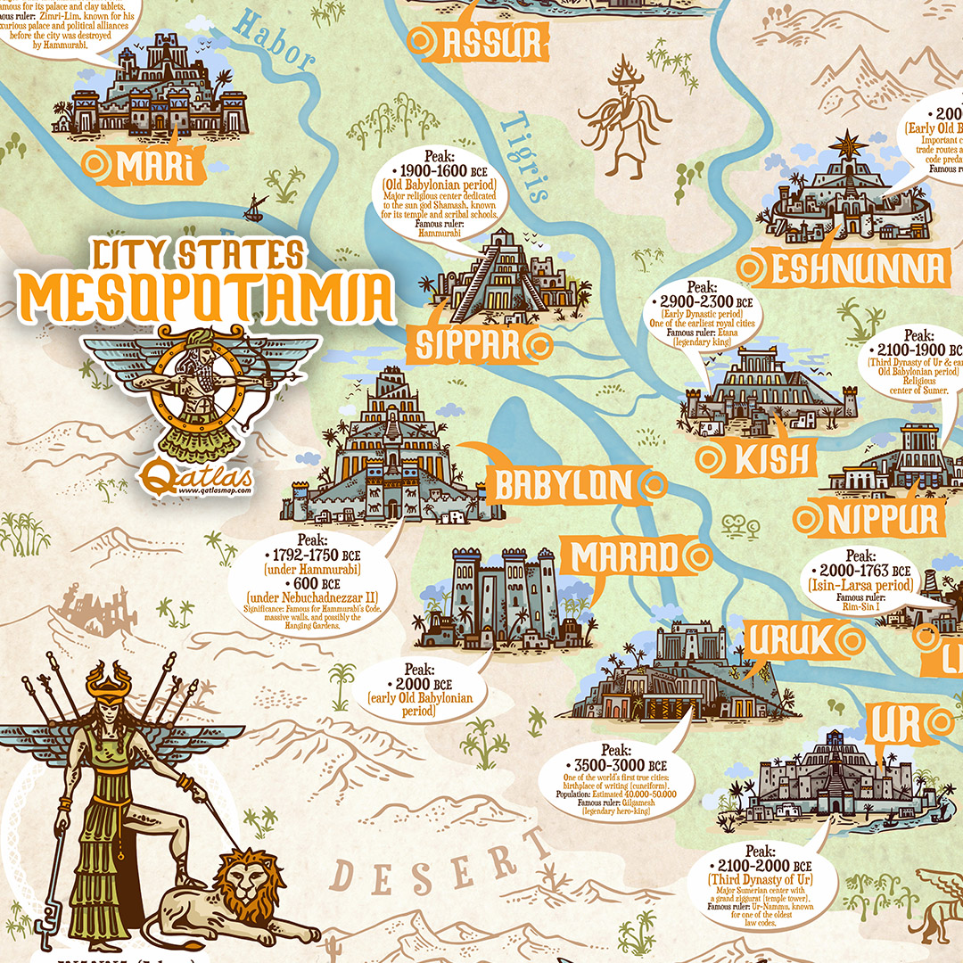 QatlasM's tweet image. I just finished a hand-drawn map of ancient Mesopotamia! It includes major city-states and the most important gods.
details: qpiii.myportfolio.com
#Mesopotamia #Sumer #Akkad #Babylonia #Assyria
#historicalmap #infocartography #histography #historyposter #Qatlasmap