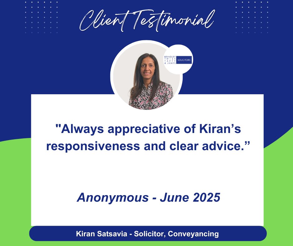 Kiran Satsavia, Conveyancing Solicitor based in our Warwick office has received some excellent feedback from one of her clients

View Kiran's profile here: bit.ly/3sAoNyb

#ClientFeedback #Solicitors #HereToHelp #Warwick #Warwickshire #LawFirm #Conveyancing #Property
