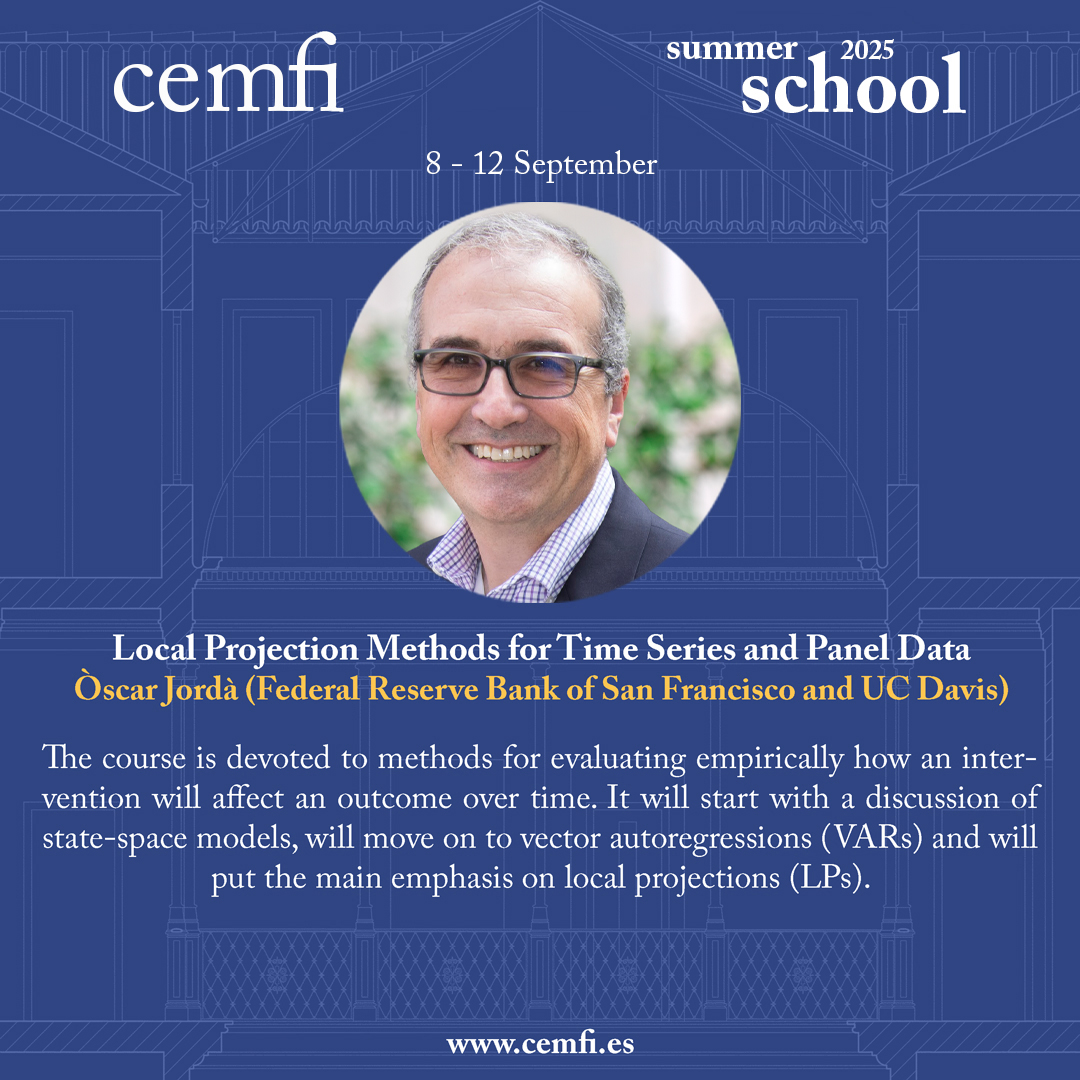 CEMFInews's tweet image. 🚨 Last call! 🚨
There are still available slots in the following course of the CEMFI Summer School 2025. Take the chance and apply now... bring your knowledge to the frontier in one week!
cemfi.es/programs/css/c…