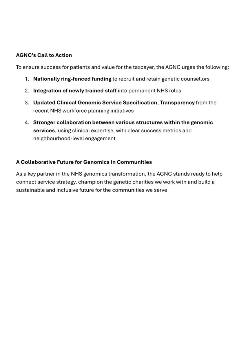 In response to the Governments NHS 10 year plan and Industry Strategy The AGNC has drafted a response attached below.