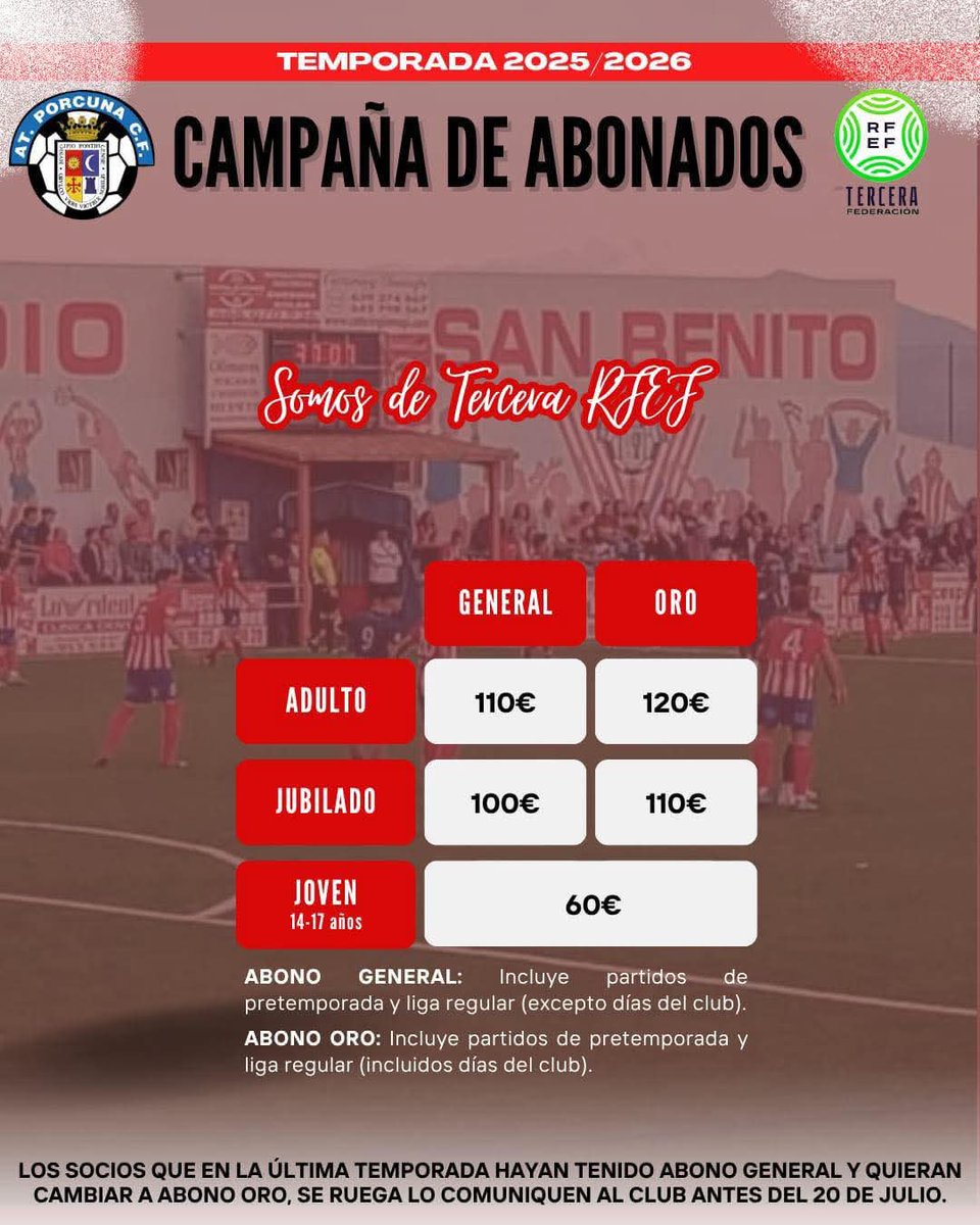 Para esta nueva temporada contamos contigo para disfrutar del mejor ambiente deportivo en el San Benito.
Desde hoy están a disposición cada día los carnets de socios y socias de nuestro Club en nuestras oficinas a partir de las 19:30 h 

VAMOS ATLETI !! ❤️🤍❤️