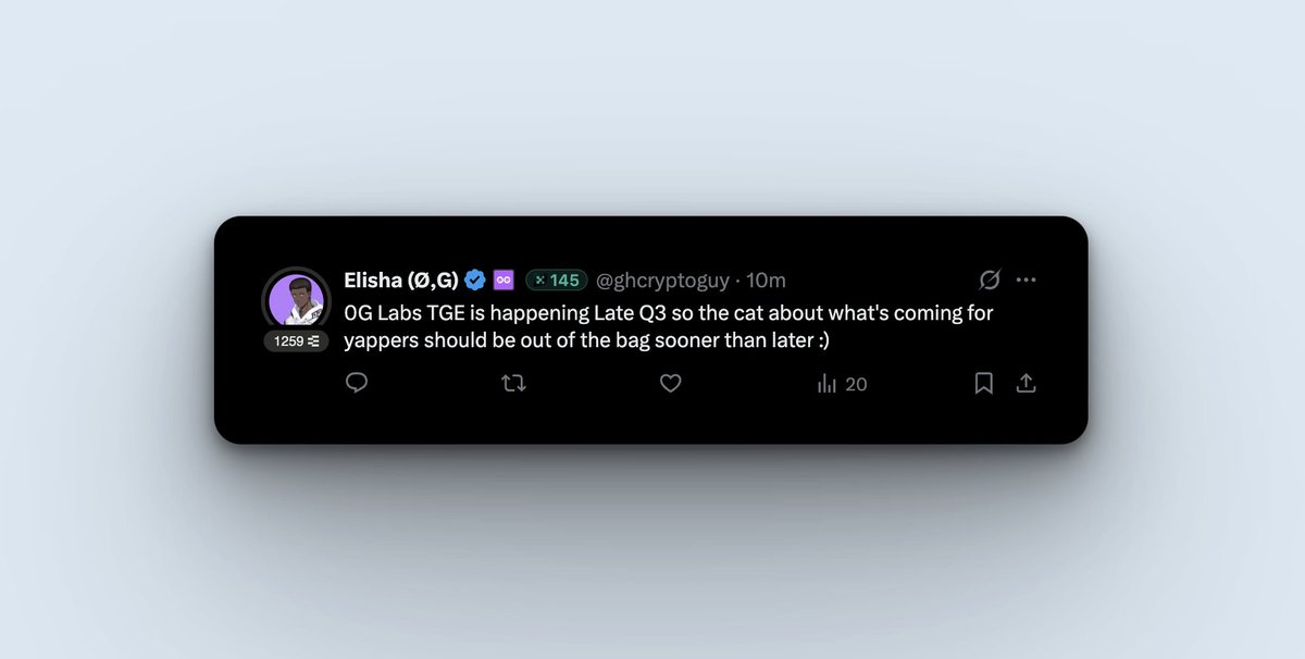 Jackhaldorsson's tweet photo. 0G LABS TGE Q3

@0G_labs are ramping up heavily to soon launch, and reveal their @KaitoAI leaderboard rewards.

with a massive raise of speculations around $300-$400M this could be a big one

soon TOP mindshare PRE-TGE?
