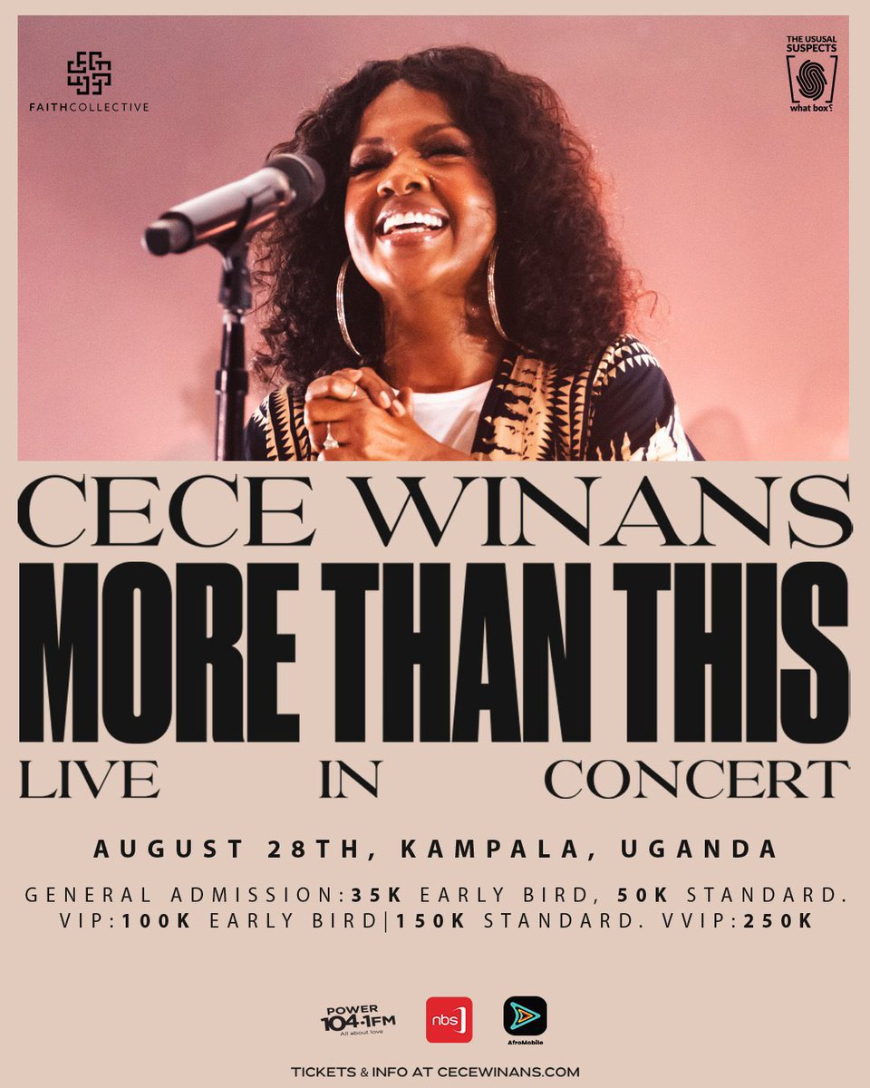 Mushrm (@mushroominc) on Twitter photo The moment youโve been waiting for is here! Join <a href="/usualsuspectsug/">The Usual Suspects UG ๐บ๐ฌ</a> for a soul-stirring evening of worship and iconic melodies with gospel legend <a href="/cecewinans/">CeCe Winans</a>. Grab your early bird tickets now at cecewinans.com and let your spirit soar! The moment youโve been waiting for is here! Join <a href="/usualsuspectsug/">The Usual Suspects UG ๐บ๐ฌ</a> for a soul-stirring evening of worship and iconic melodies with gospel legend <a href="/cecewinans/">CeCe Winans</a>. Grab your early bird tickets now at cecewinans.com and let your spirit soar!