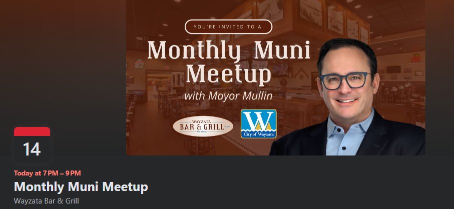 Andrew Mullin (@andrewmullin) on Twitter photo Did you know that I host Office Hours each month at the <a href="/WayzataBarGrill/">Wayzata Bar & Grill</a>. A casual way to provide feedback to the Mayor of Wayzata. My next one is tonight Monday July 14th from 7-9pm hope to see you there.... Did you know that I host Office Hours each month at the <a href="/WayzataBarGrill/">Wayzata Bar & Grill</a>. A casual way to provide feedback to the Mayor of Wayzata. My next one is tonight Monday July 14th from 7-9pm hope to see you there....