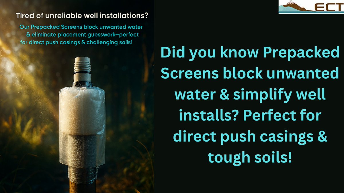 ectmfginc's tweet image. Our Prepacked Screens block unwanted water &amp;amp; eliminate placement guesswork—perfect for direct push casings &amp;amp; challenging soils! #EnvironmentalSampling
✅ 2&quot; Slim Prepacks in stock
✅ Shur-Pak™ Glass Bead Filter Packs available
Get reliable results 👉 bit.ly/44x0h5e
