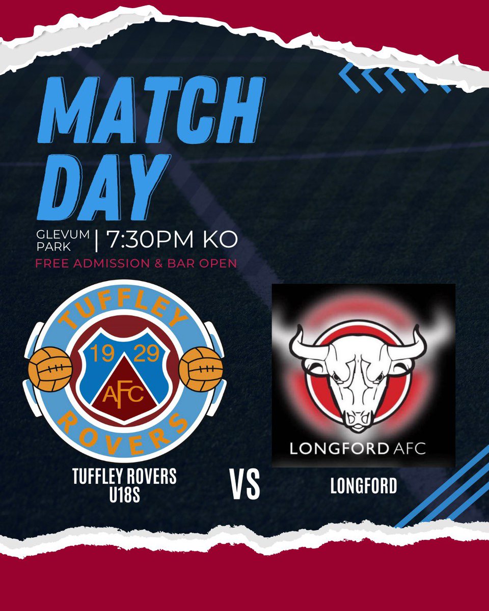 Tuffley Rovers FC (@tuffleyroversfc) on Twitter photo We’ve got football at Glevum Park this evening as our <a href="/TuffleyRovers18/">Tuffley Rovers U18s</a> squad host <a href="/LongfordAFC/">Longford AFC</a> in a 7:30pm KO.
The bar will be open for this game & it is free admission.
#uptherovers We’ve got football at Glevum Park this evening as our <a href="/TuffleyRovers18/">Tuffley Rovers U18s</a> squad host <a href="/LongfordAFC/">Longford AFC</a> in a 7:30pm KO.
The bar will be open for this game & it is free admission.
#uptherovers