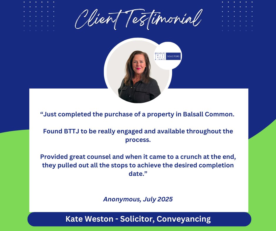 Kate Weston, Residential Conveyaning Solicitor based in our Balsall Common office, has received some excellent feedback from one of her clients

View Kate's profile here: bit.ly/3iAx41s

#Feedback #FeedbackFriday #BalsallCommon #Solicitors #Conveyancing #Property