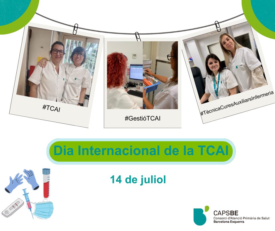 Feliç Dia Internacional de la TCAI 2025!

Gràcies per la vostra dedicació, dia rere dia, sou una peça clau en tot el sistema sanitari.

#TCAI2025 #GestioTCAI #TecnicaCuresAuxiliarsInfermeria #CAPLesCorts #CAPCasanova #CAPComteBorrell