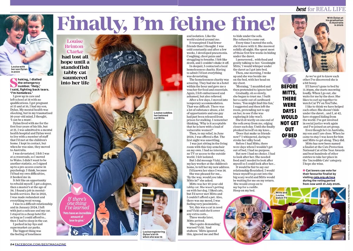 Ruth Addicott (@ruthaddicott) on Twitter photo When Louise found herself homeless, it was Mitts, a tiny tabby, who came to her rescue... my piece on Mitts - one of the finalists at this year's #CatsProtection #NationalCatAwards in Best magazine <a href="/CatsProtection/">Cats Protection</a> <a href="/Number10cat/">Larry the Cat</a> #cats When Louise found herself homeless, it was Mitts, a tiny tabby, who came to her rescue... my piece on Mitts - one of the finalists at this year's #CatsProtection #NationalCatAwards in Best magazine <a href="/CatsProtection/">Cats Protection</a> <a href="/Number10cat/">Larry the Cat</a> #cats