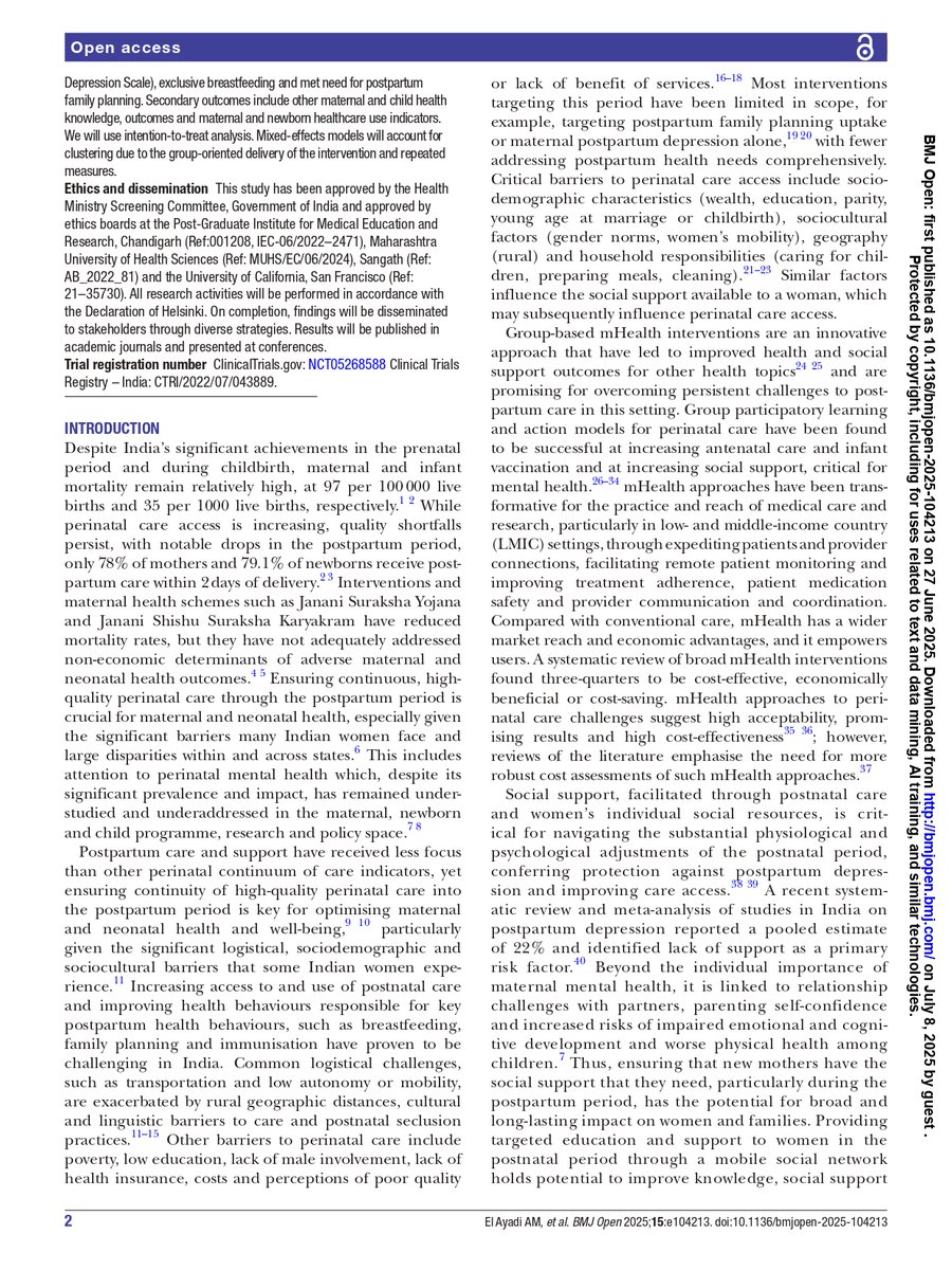 SangathIndia's tweet image. @SangathIndia's KushalMaa - first protocol paper published in @BMJ_Open
The paper explores – scope and limitations of #digitalhealth intervention specifically designed to improve #postpartum care for mothers and new-born babies.
🔗Read the paper here: sangath.in/resource