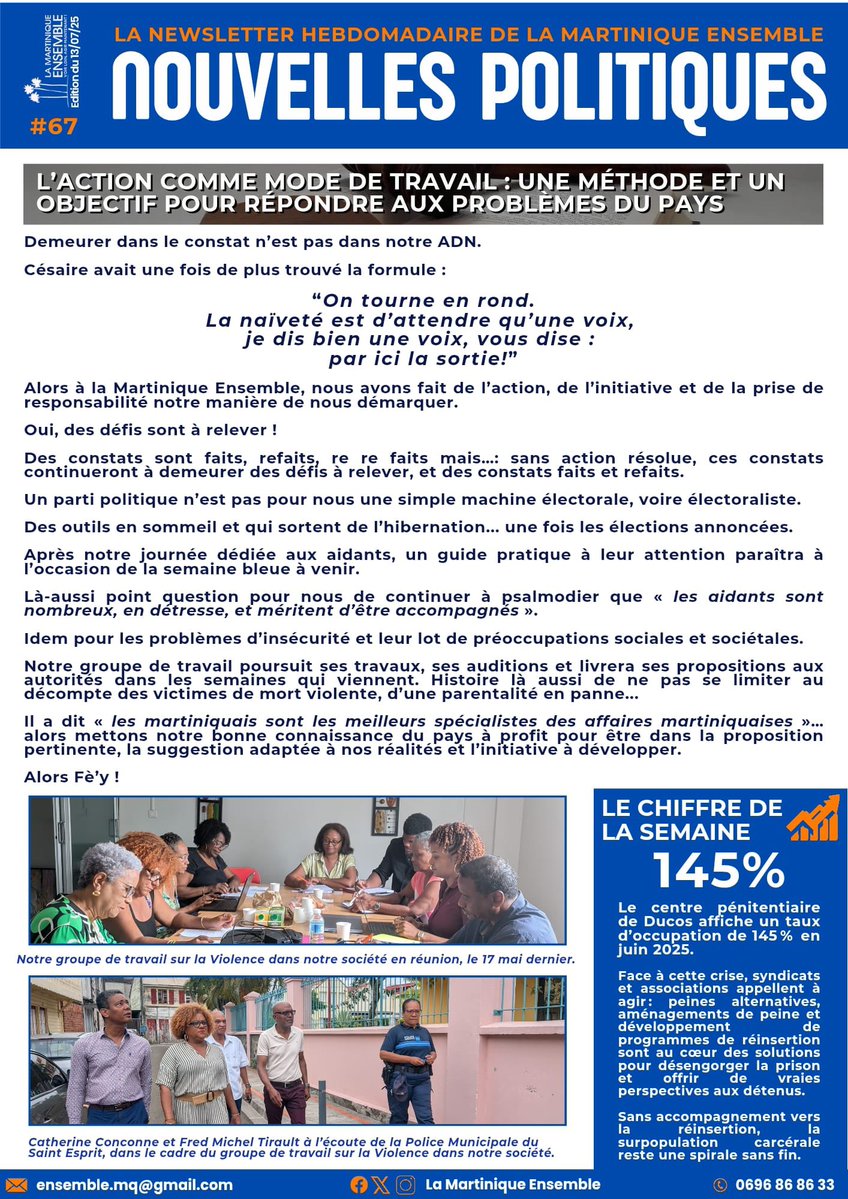 67eme édition de la newsletter de la Martinique Ensemble. Bonne lecture 😊