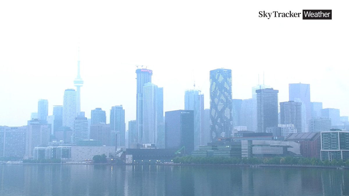 Smoke from wildfires prompting an Air Quality Warning for Toronto and GTA - AQHI highest on the scale this morning at 10+. These conditions can impact everyone's health so limit your time outdoors if you can. Some improvement in AQHI expected tonight and tomorrow.