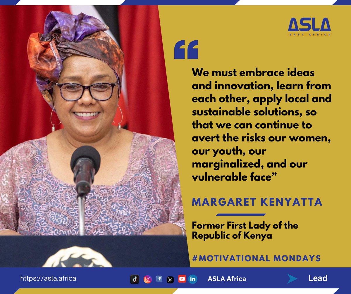 aslaafrica's tweet image. Progress isn’t solo, it’s a shared awakening.
Margaret Kenyatta’s vision shows us: when innovation meets compassion and community leads the way, we rise together, protecting women, youth, and the overlooked. 🌍✨
#InclusiveGrowth #ASLAAfrica #LeadershipWithPurpose