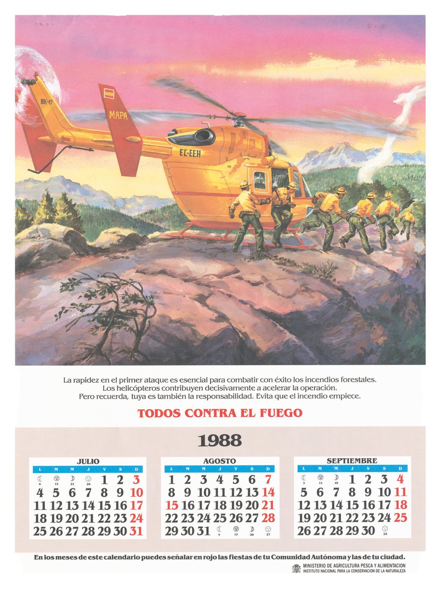 oapngob's tweet image. 🧹Seguimos compartiendo los póster vintage que hemos desempolvado de nuestro predecesor, el Instituto para la Conservación de la Naturaleza (ICONA)🌳
🗓️Hoy en #ICONApopsters📜:Todos contra el fuego🔥
Si quieres en digital alguno de los que hemos publicado,📨a doc.ceneam@oapn.es
