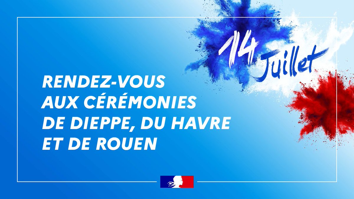 🇫🇷 Vous êtes nombreux à assister aux célébrations de la Fête nationale organisées dans une multitude de communes de la Seine-Maritime.

Aujourd'hui, dans les communes chefs-lieux des arrondissements, des cérémonies mettent à l’honneur les valeurs de la République et ceux qui la
