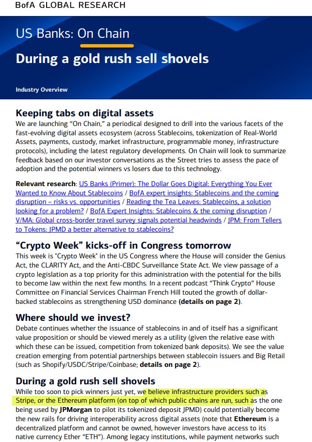BofA launches new weekly periodical 'On Chain,' designed to "drill into the various facets of the fast-evolving digital assets ecosystem."

First call: Bullish ETH