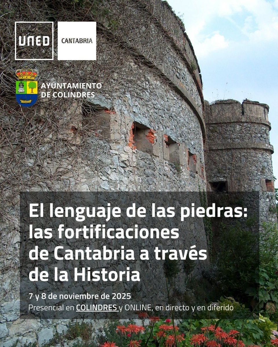 Uned Cantabria (@unedcantabria) on Twitter photo 💡Curso en el Centro Colaborador de #UNEDCantabria en #Colindres para conocer mejor el Patrimonio Fortificado de #Cantabria
➡️ En modalidades presencial y online (en directo/diferido),
🗓️ 7 y 8 de noviembre.
ℹ️bit.ly/3RTvatn
<a href="/INTECCAUNED/">INTECCA - UNED</a> <a href="/AytoColindres/">Ayuntamiento de Colindres</a> <a href="/UNED/">UNED</a> 💡Curso en el Centro Colaborador de #UNEDCantabria en #Colindres para conocer mejor el Patrimonio Fortificado de #Cantabria
➡️ En modalidades presencial y online (en directo/diferido),
🗓️ 7 y 8 de noviembre.
ℹ️bit.ly/3RTvatn
<a href="/INTECCAUNED/">INTECCA - UNED</a> <a href="/AytoColindres/">Ayuntamiento de Colindres</a> <a href="/UNED/">UNED</a>
